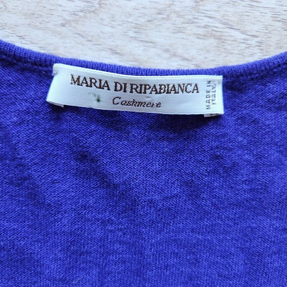EUC Maria Di Ripabianca Made in Italy Cashmere Peplum Top V-Neck Purple - Picture 8 of 8